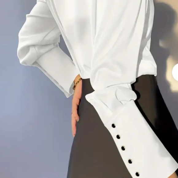 New! Elegant white blouse -M - Picture 3 of 4